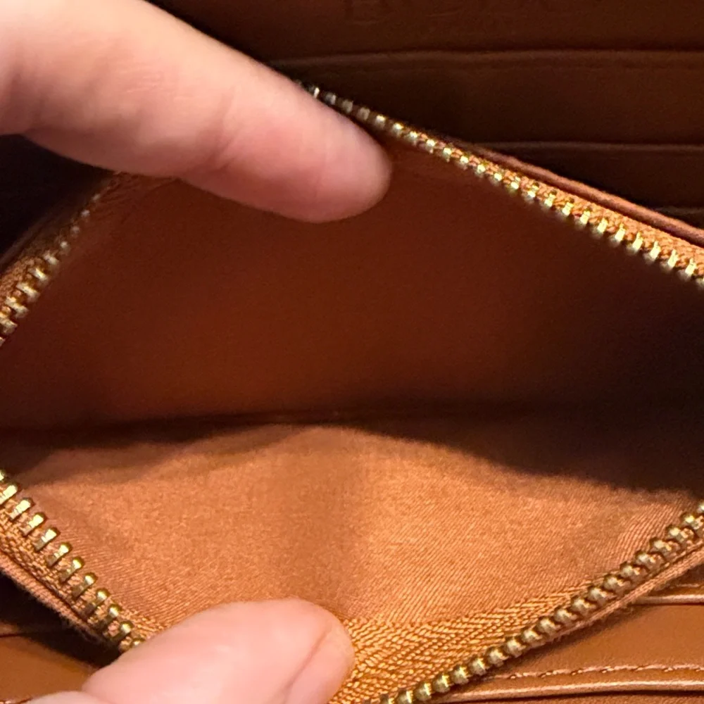 BCBG Caramel Brown Pebbled Zip-Around Wallet